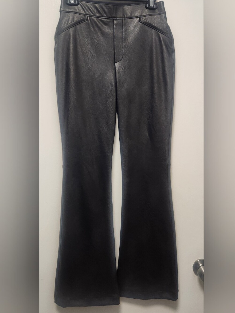 SPANX - Deep Bronze  Faux Leather Flare Jeans - Women's Stylish High-Waist Pants